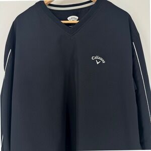 Callaway Mens Golf Pullover Black XL Long Sleeve V Neck Windbreaker Jacket
